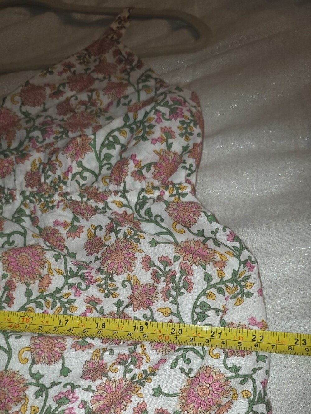 Japna Cotton Cream Maxi Dress with Pink Floral Print Size XL - Picture 15 of 16